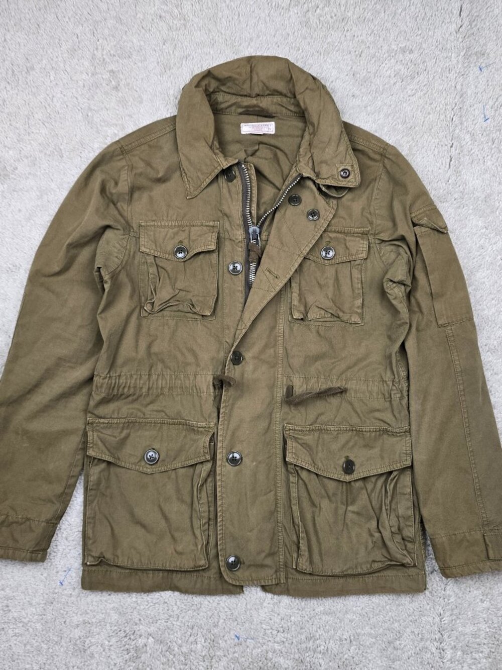 Wallace & Barnes utility Military Jacket Olive Brown Size Small S urban USA VTG